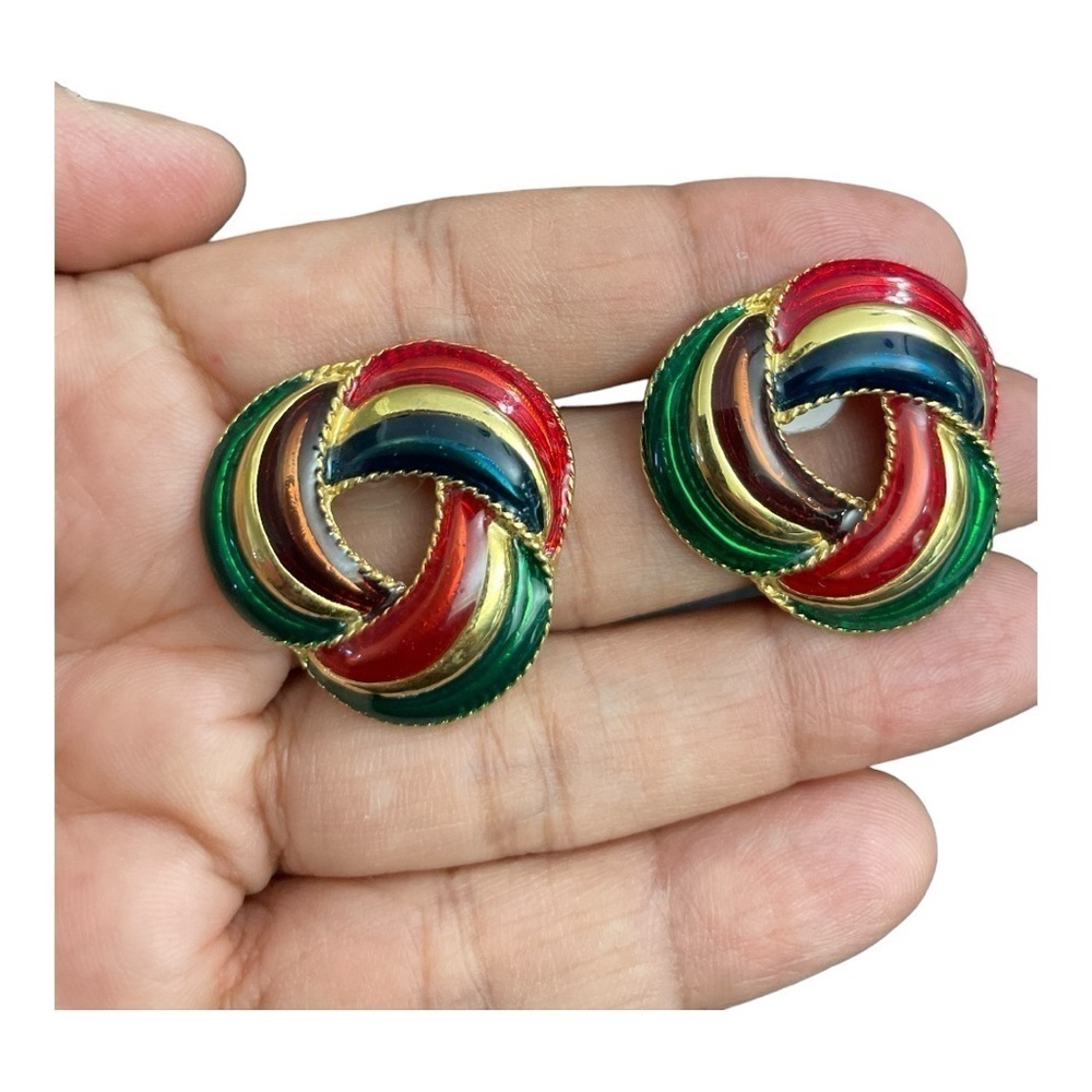 Vintage Love Knot multi colors Pierced Earrings